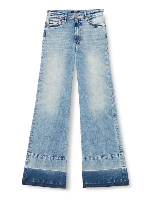7 For All Mankind Women's Modern Dojo Decade with Unfold Hem Jeans, Light Blue, 32