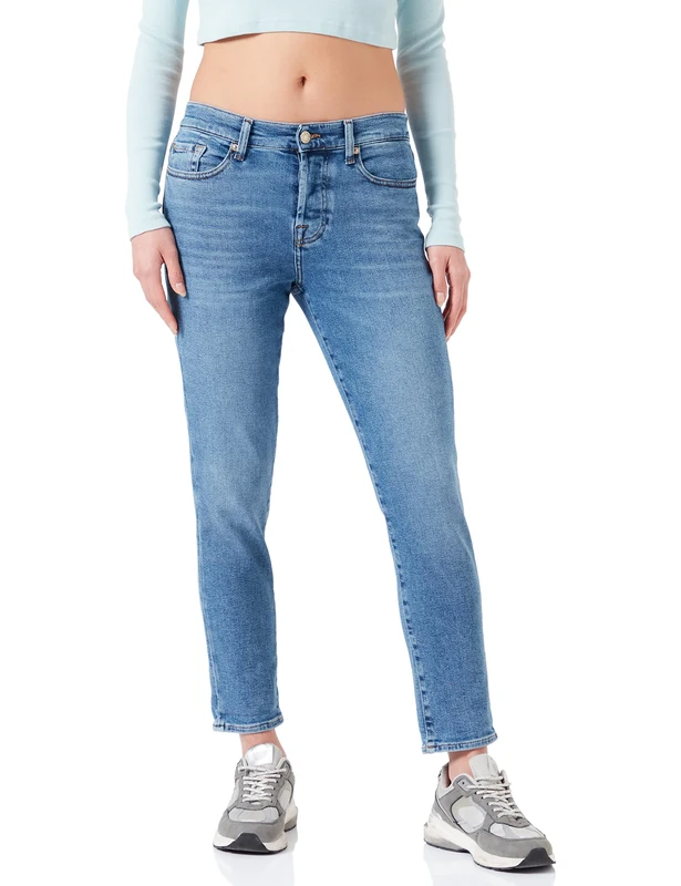 7 For All Mankind Women's JSWJ1200 Jeans, Mid Blue, Regular