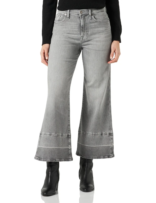 7 For All Mankind Women's The Cropped JO Luxe Vintage Moonlit Jeans, Grey, 24