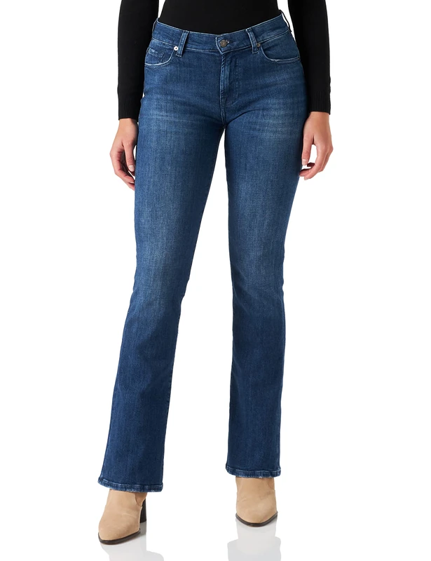 7 For All Mankind Women's Bootcut Slim Illusion Adventure Jeans, Mid Blue, Regular