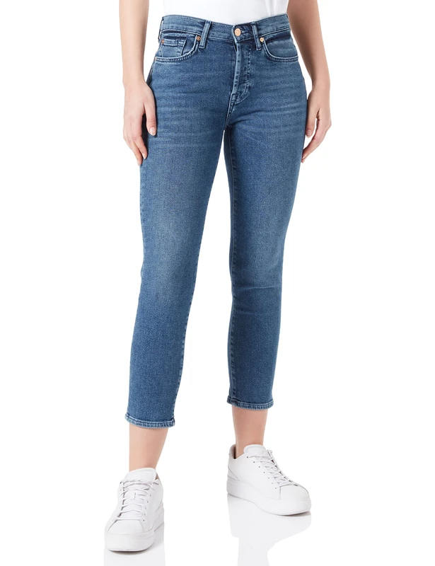 7 For All Mankind Women's JSWJ1200 Jeans, Dark Blue, Regular - Image 1