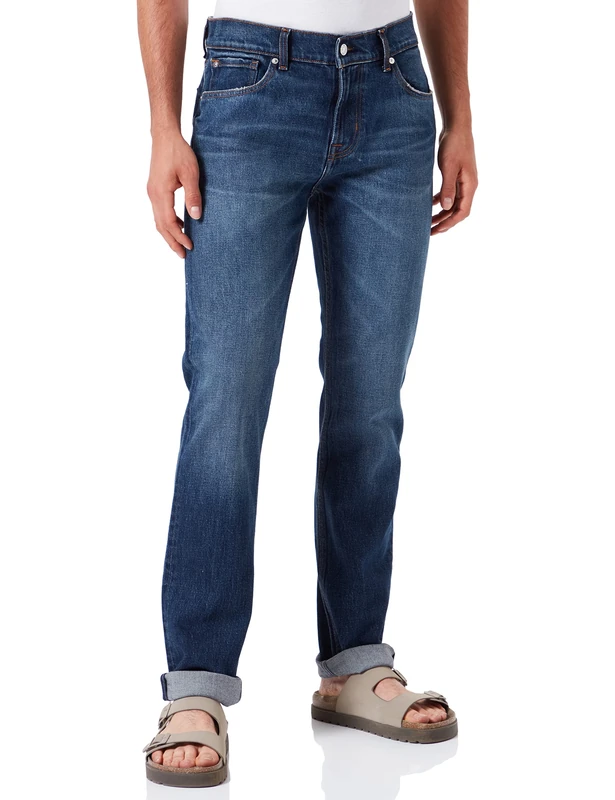7 For All Mankind Men's Slimmy Jeans, Dark Blue, Regular