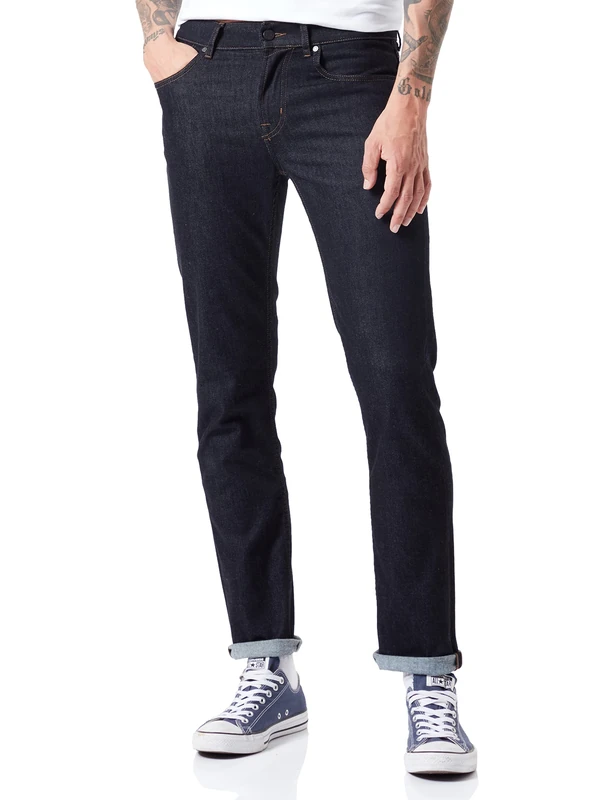 7 For All Mankind Men's Slimmy Luxe Performance Eco Jeans, Dark Blue, 28