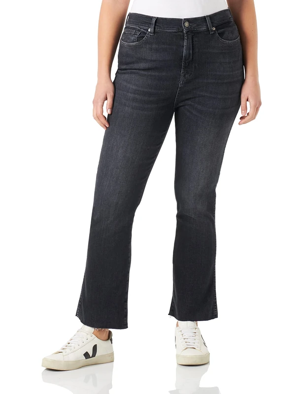 7 For All Mankind Women's HW Kick Slim Illusion Wicked Jeans, Black, Regular