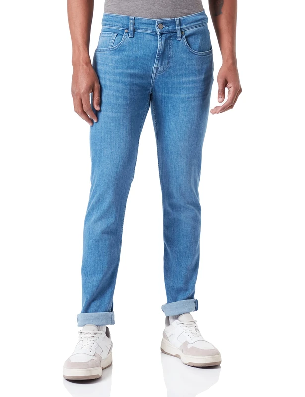 7 For All Mankind Men's Slimmy Tapered Luxe Performance Eco Jeans, Light Blue, Regular - Image 1