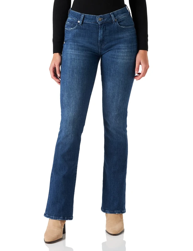 7 For All Mankind Women's Bootcut Slim Illusion Adventure Jeans, Mid Blue, Regular