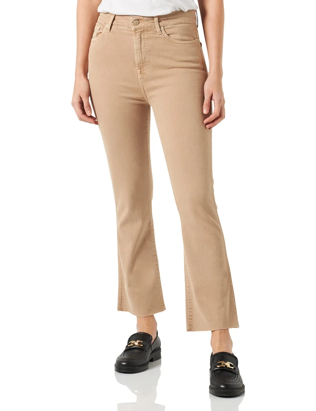 7 For All Mankind Women's HW Slim Kick Shorts, Beige, Regular