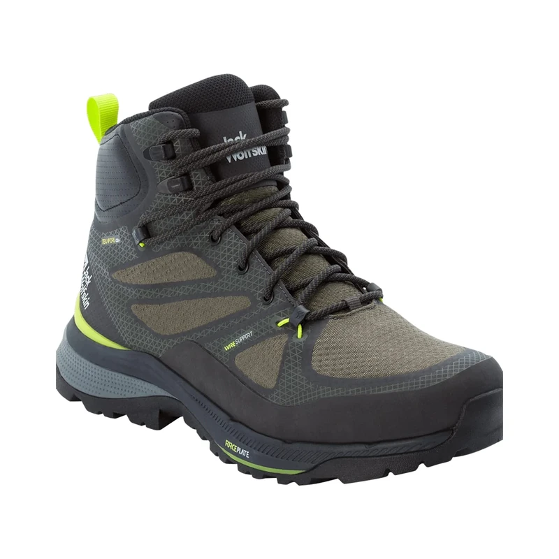 Jack Wolfskin Men's Force Striker Texapore Mid M Walking Shoe, Lime Dark Green, 10.5 UK