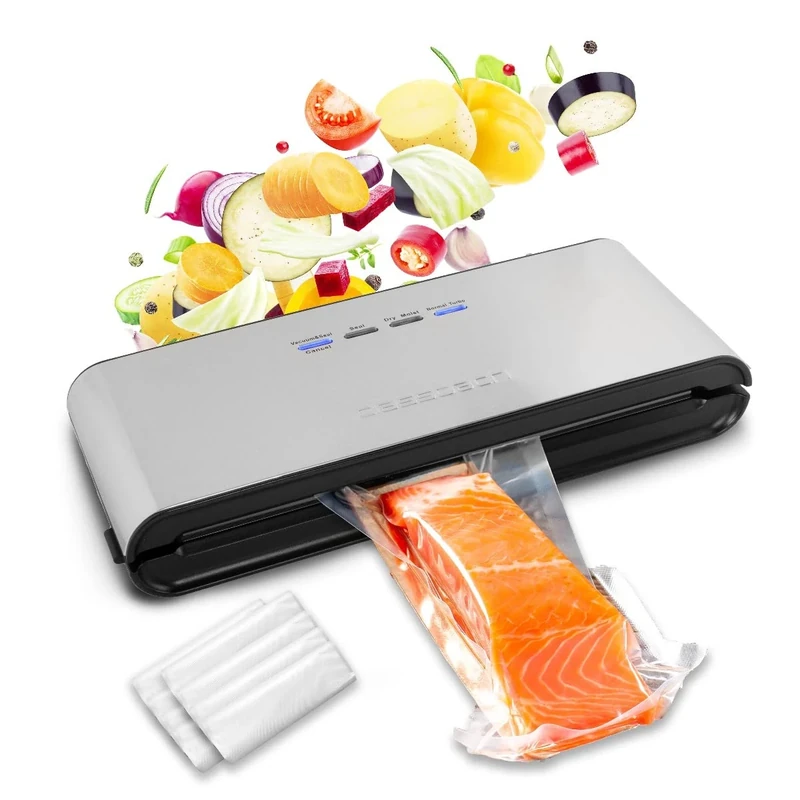 classbach® C-VK 4000 Vacuum Sealer/Vacuum Sealer/Film Welding Machine for Sous Vide 8X Longer Fresh 18 Professional Food Storage Bags Included Stainless Steel Casing