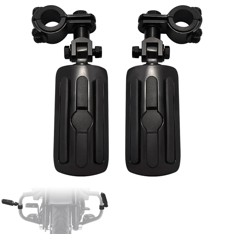 FOVPLUE 1" 1.25" 1.34" Highway Footpegs,Motorcycle Foot Pegs Foot Rest Mount Clamp Kit for Harley Indian Road King Street Glide Honda Kawasaki Suzuki Yamaha 25mm 32mm 34mm engine guard or tube Black-2