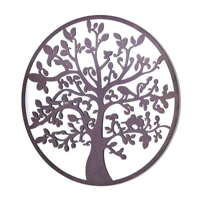 Large Metal Rustic Round Shaped Tree Garden Outdoor Mirror 80cm X 80cm