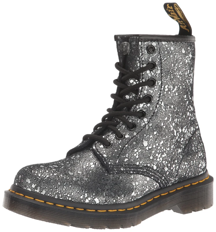 Dr. Martens Women's 1460 8 Eye Boot Fashion, Black Metallic Paint Splatter Suede, 3 UK - Image 1
