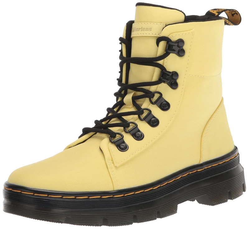 Dr. Martens Women's Combs W 6 Tie Boot Fashion, Lemon Yellow Cyclone Nylon & Milled Coated Leather, 4 UK