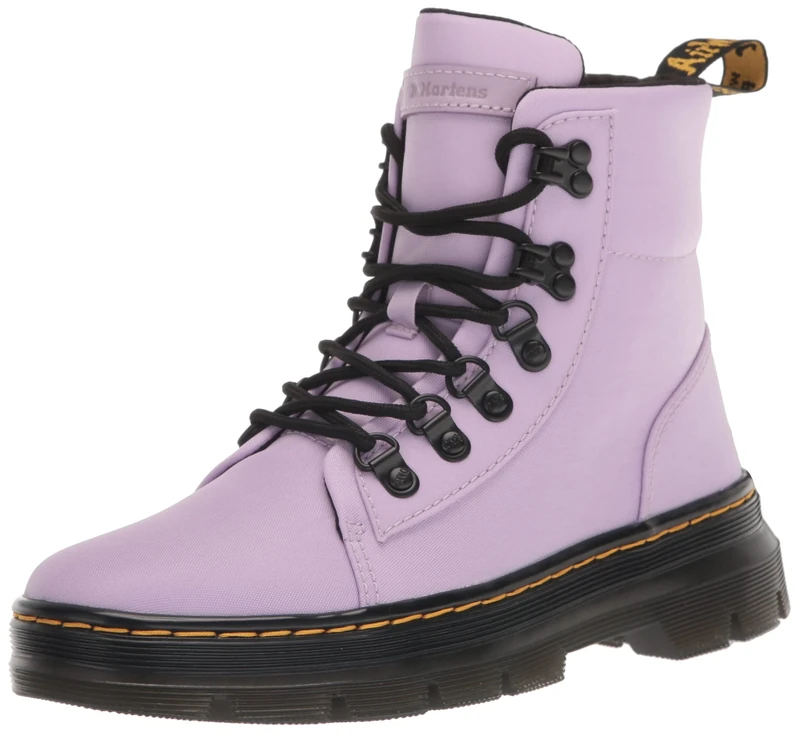 Dr. Martens Women's Combs W 6 Tie Boot Fashion, Lilac Cyclone Nylon & Milled Coated Leather, 4 UK