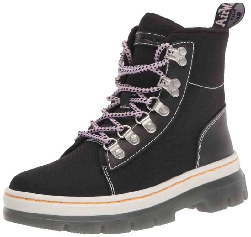 Dr. Martens Women's Combs W 6 Tie Boot Fashion, Black 40/60 Recycled Nylon Ripstop, 4 UK