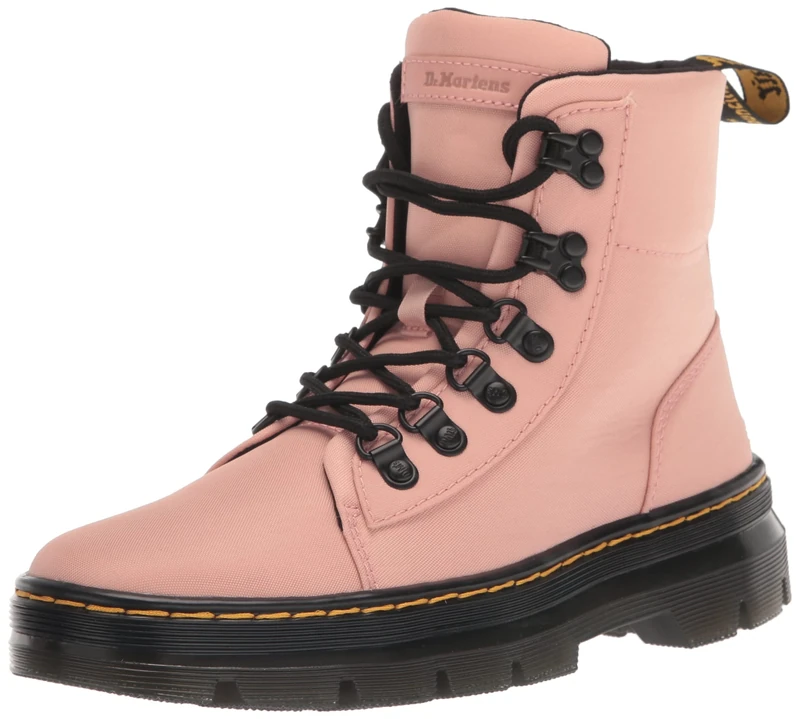 Dr. Martens Women's Combs W 6 Tie Boot Fashion, Peach Beige Cyclone Nylon & Milled Coated Leather, 4 UK