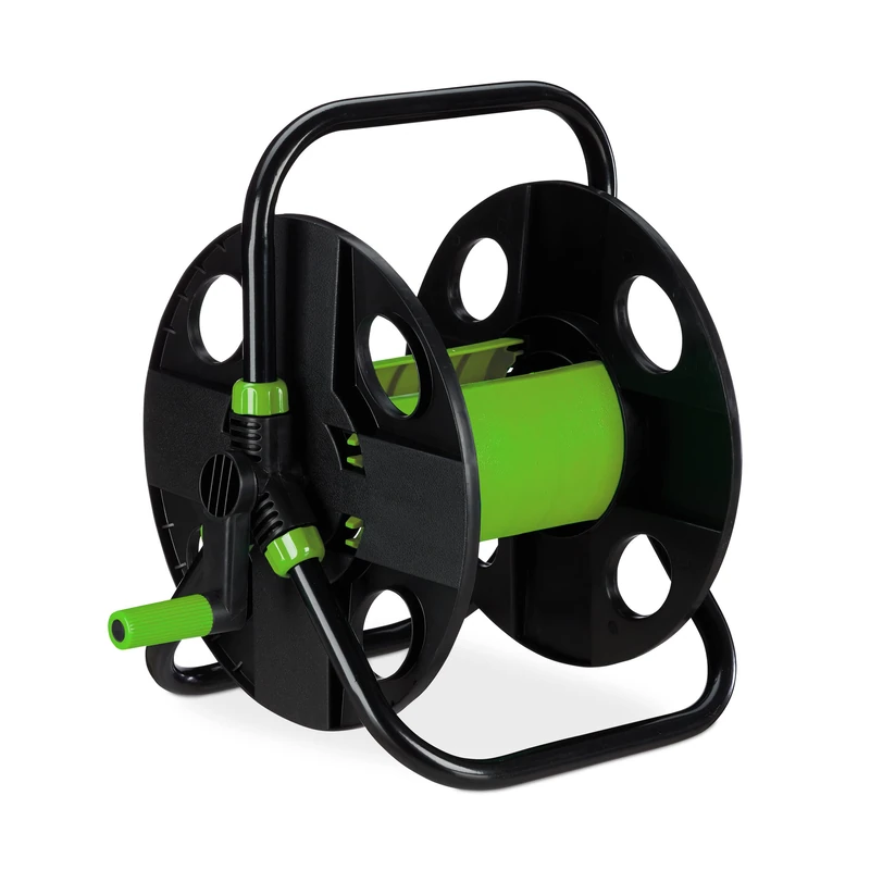 Relaxdays Black/Green Hose Reel, 30 m 1/2 - Image 1