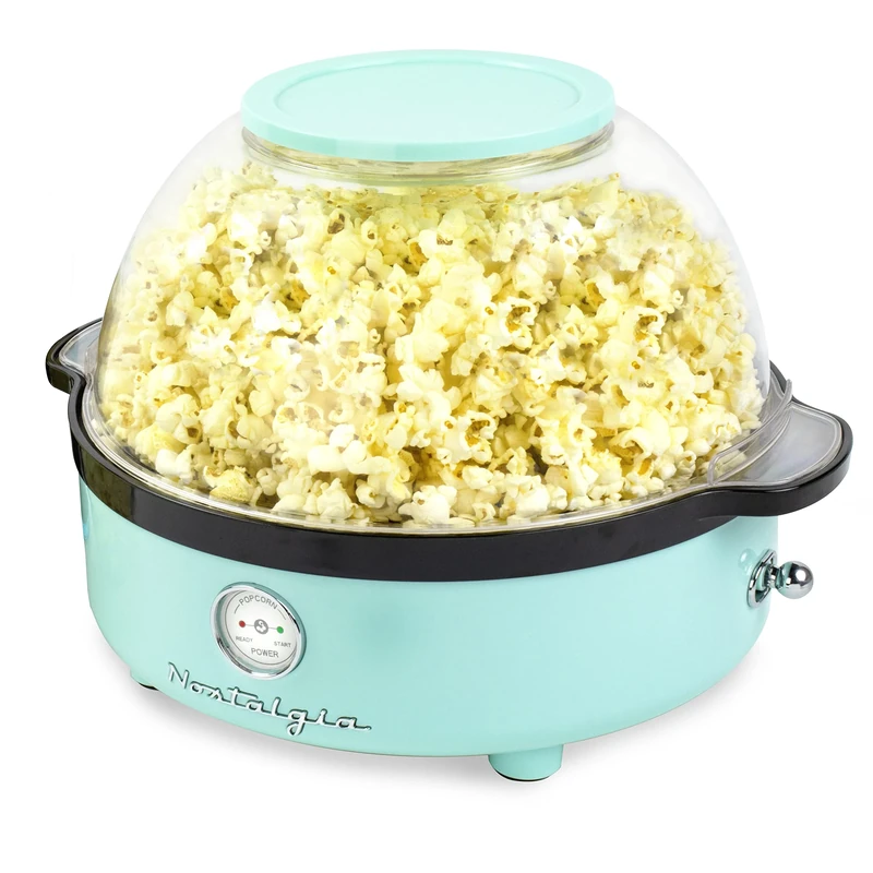 Nostalgia Classic Retro Electric Stirring Popcorn MakerMakes 24 CupsLarge Lid Doubles as Serving