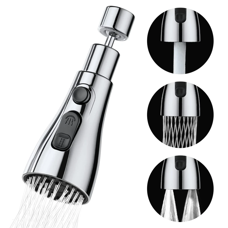 OSDUE Tap Aerator, 3 Modes Kitchen Bathroom Tap Bubbler Filter with 2 (M22 and F24) Adapters, 360 Degree Swivel Multifunctional Water Saving for Kitchen/Bathroom Tap