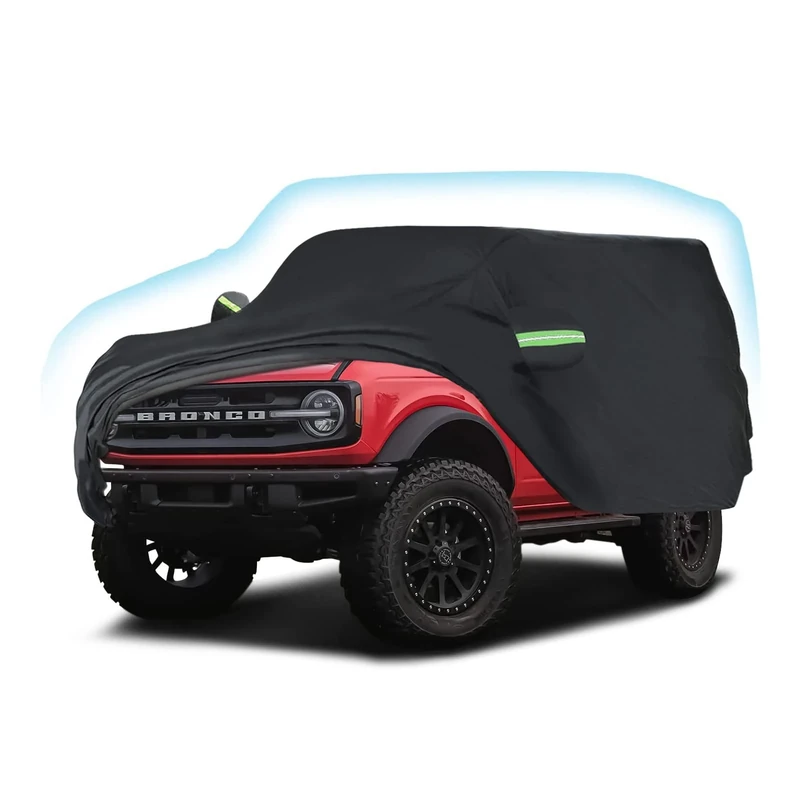 Waterproof Pickup Truck Car Cover Custom fit for Ford Bronco 2 Door 2021 2022 2023 6 Layers 210T All Weather Waterproof Windproof Sun Rain UV Dust Protection Outdoor Indoor Full Car Covers