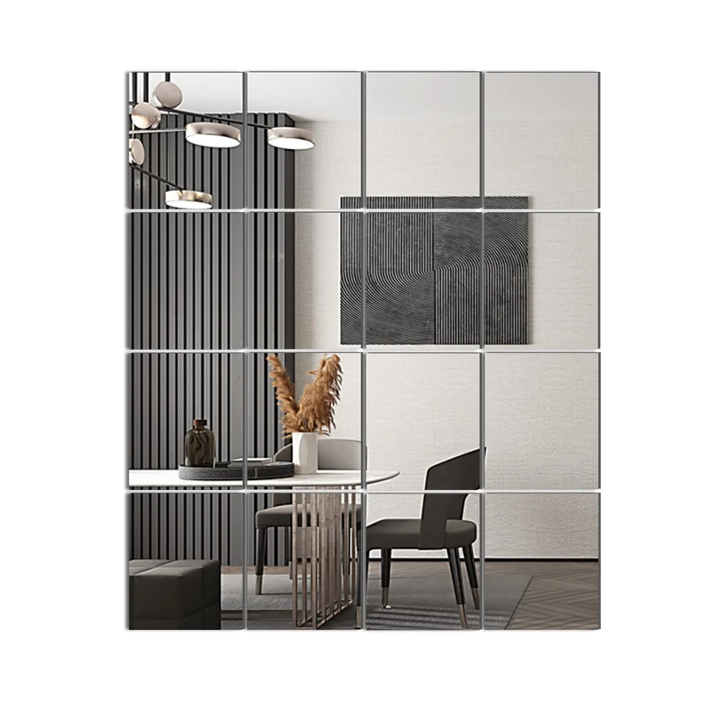 Delma 16 Pack Mirrors for Home Gym, Frameless Mirror Glass 14" x 12", Large Wall Mirror for Bedroom, Door, Bathroom