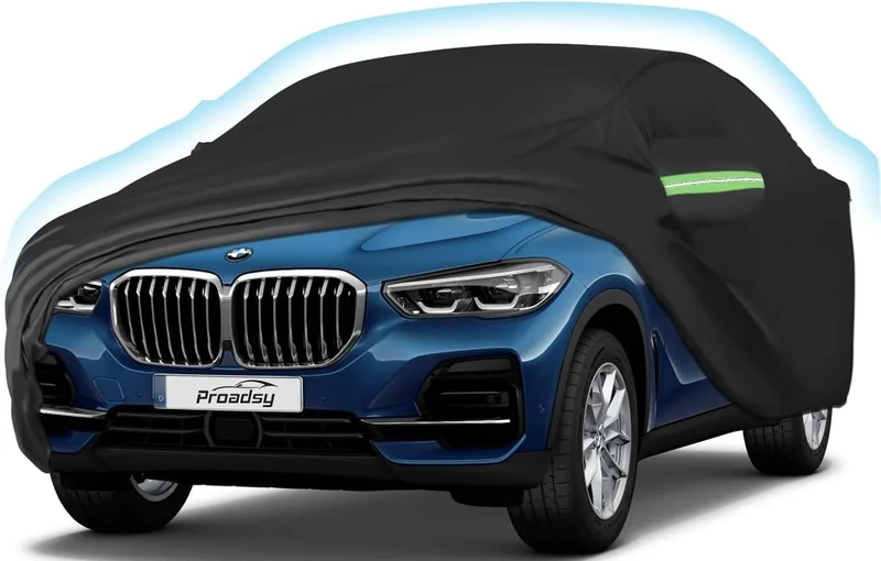 Car Cover for BMW X5 2007-2022 2023,Waterproof All Weather for Automobiles, Windproof Snowproof Rain Hail Sun UV Protection Full Outdoor Indoor Exterior Car Covers, Black