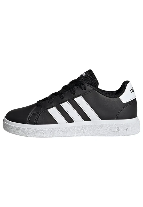 adidas Unisex Kids Grand Court Lifestyle Tennis Lace-Up Shoes, Core Black/Cloud White/Core Black, 4 UK