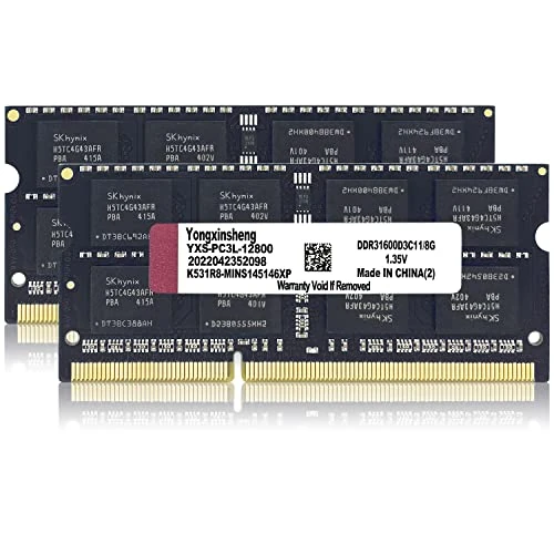 DDR3 / DDR3L 16GB Kit (8GBx2) Laptop RAM 1600MHz PC3L/PC3-12800 SODIMM Non-ECC Unbuffered 1.35V/1.5V 2Rx8 Dual Rank 204 Pin CL11 Notebook Computer Memory Upgrade Module(Black)