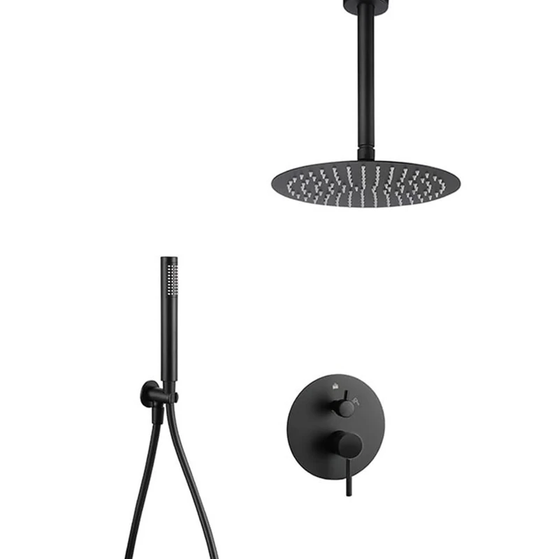 Kibath Bear Single Lever Shower Mixer Tap Ceiling Fitting Matt Black Brass