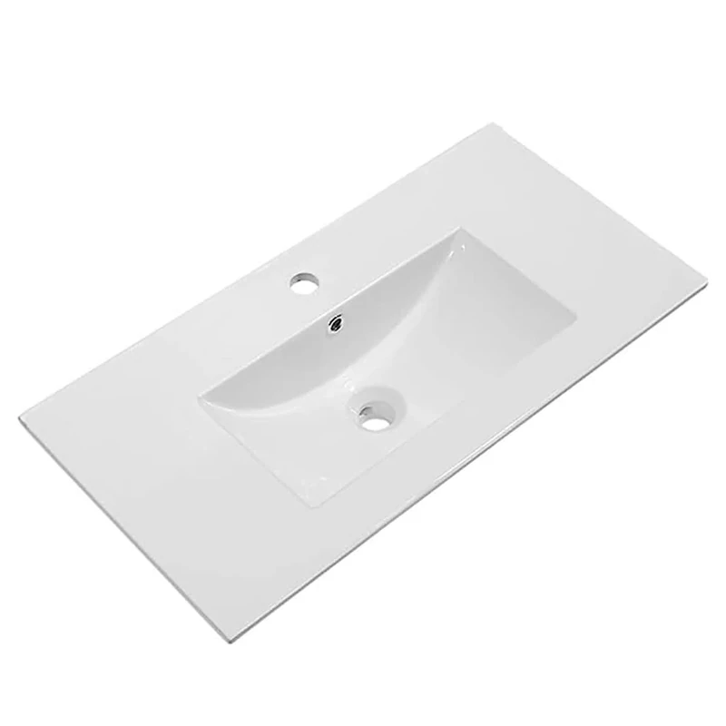 Porcelain Bathroom Sink Rectangular 81cm x 46cm White Matt Finish Made of Earthenware