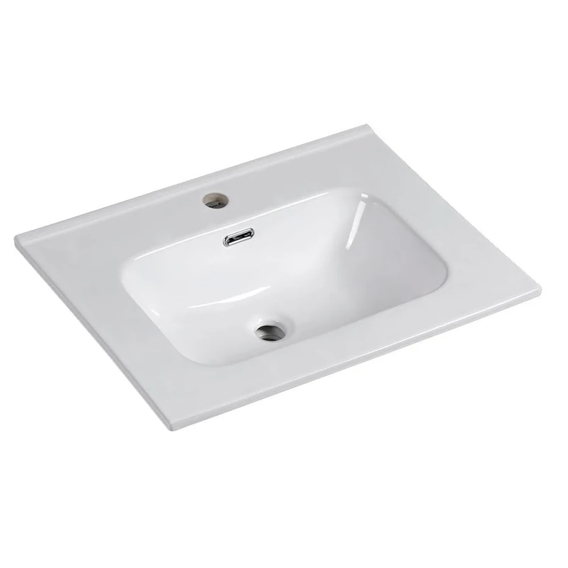 Porcelain Bathroom Sink Rectangular 61cm x 46cm COS Gloss White Finish Made in Porcelain