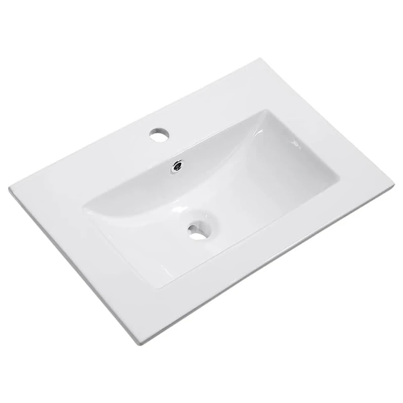 Porcelain Bathroom Sink Rectangular 61cm x 46cm Van Gloss White Finish Made in Porcelain
