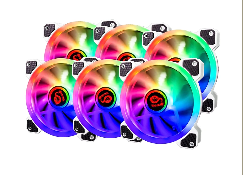 Talius Iris Spectrum ARGB/Cronos 6 Fan 120 mm Sweep Effects Pulse Spiral Double Tyres 6-Pin Connection White (6 Fan Kit White)