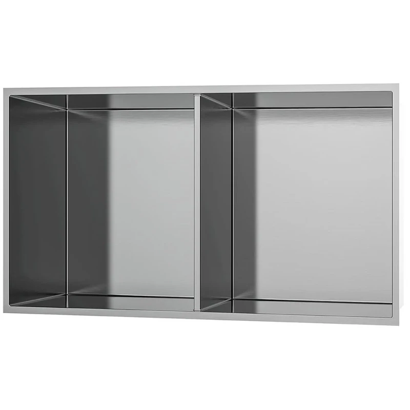 Kibath Stainless Steel Shower Niche, Hornacina recessed bathroom shelf. 60x30x90cm in color Brushed Nickel