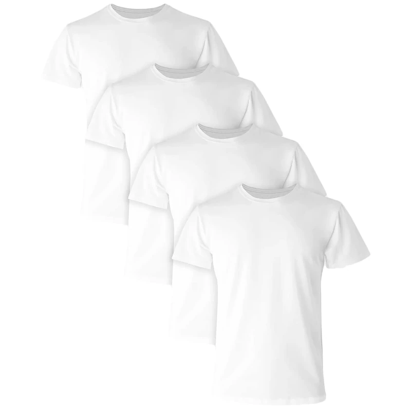 Hanes Men's Control Crew Neck Undershirt-Multiple Packs Available, White - 4 Pack, S