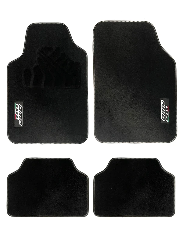 OMP Speed Black Car Mats Set 4 Pieces -Carpet Universal Car Mats Non-Slip with Yellow Logo