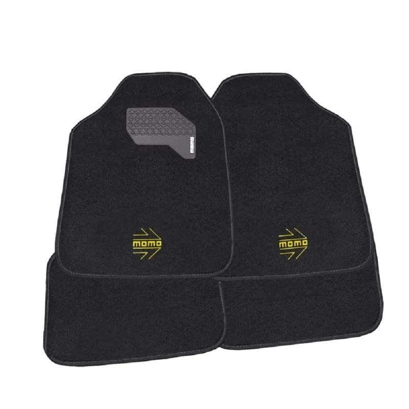 MOMO COMPLETE SET 4 PIECES UNIVERSAL CAR MATS BLACK/YELLOW