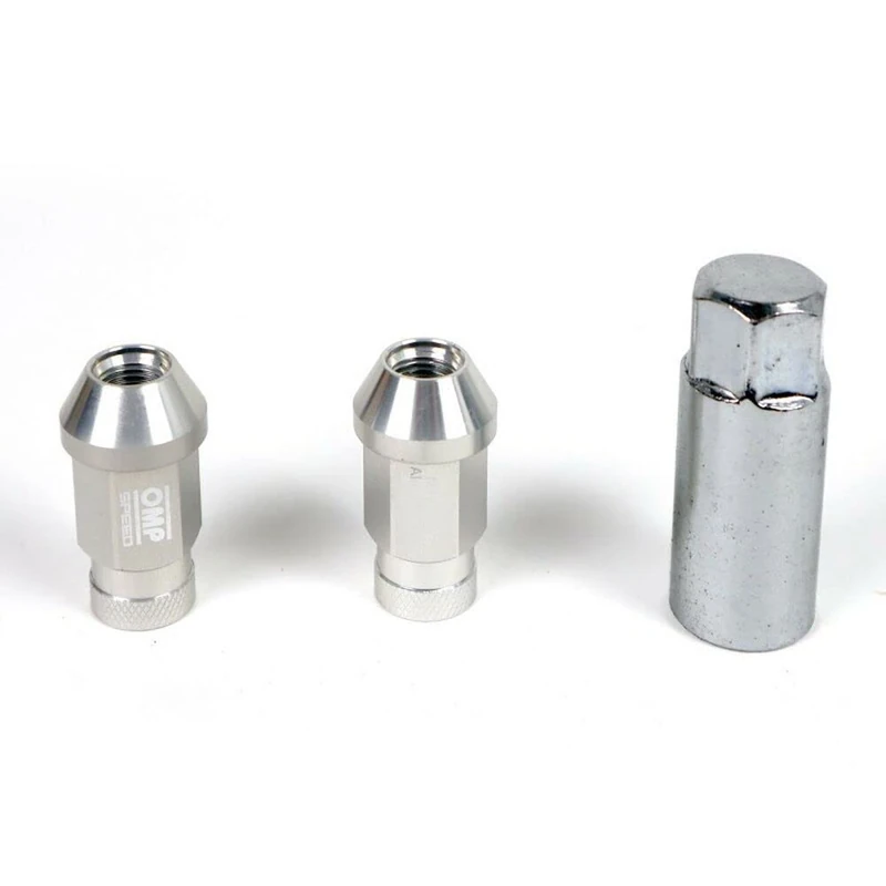 SET TUERCAS ALUMINIO OMP 7075 LLAVE 19 L:40MM M14X1.25 PLATA