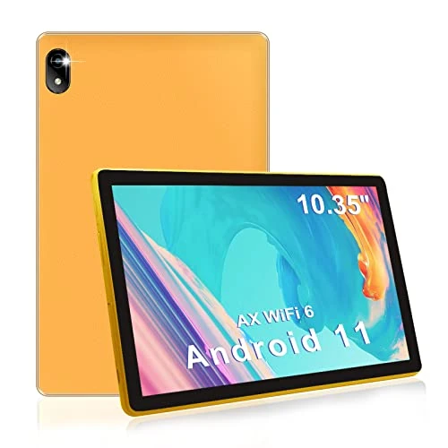 CWOWDEFU Tablet 10.35 Inch Android 11 Tablet AX WiFi 6+5G WiFi, 3GB RAM 32GB ROM, 1332x800 IPS Screen, Quad Core Processor, 5MP+8MP Camera, Bluetooth 5.0, 6000 mAh, Leather Shell (Orange)