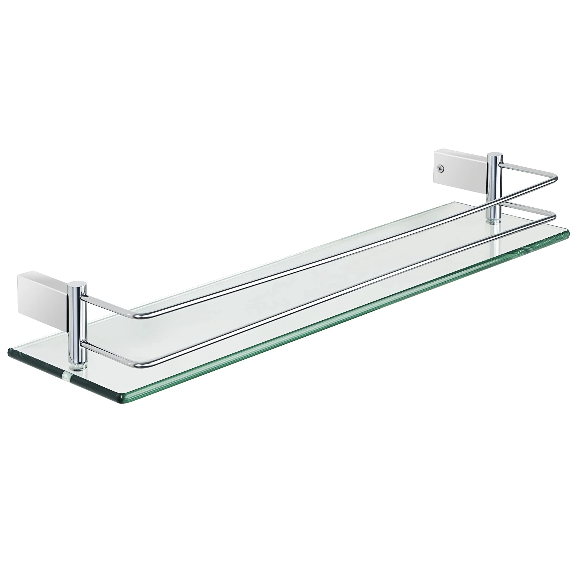 SAYAYO Tempered Glass Shelf Bathroom Shelf Wall Mounted 20 inches, 8MM Extra-Thick Glass and SUS304 Stainless Steel Polished Chromed Frame, EGC1000-50-C