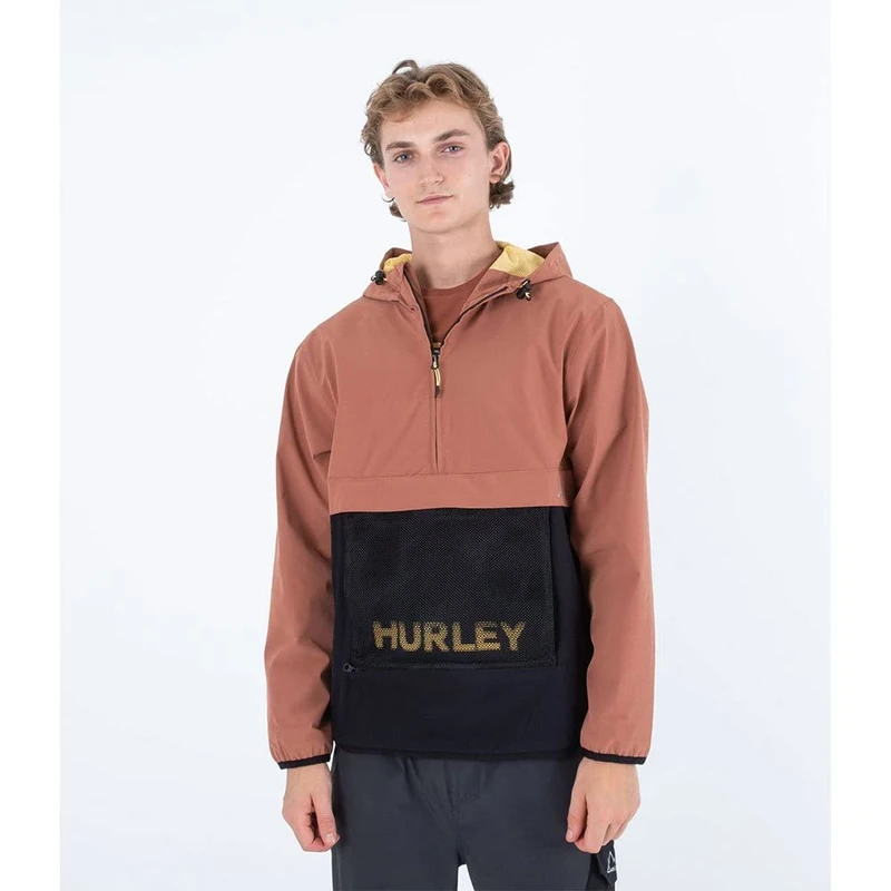 Hurley Men's Phantom+ Packable Parka Jacket, Zion Rust, XL