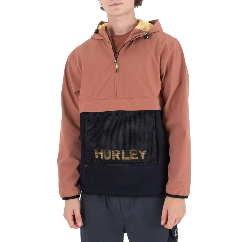 Hurley Men's Phantom+ Packable Parka Jacket, Zion Rust, M