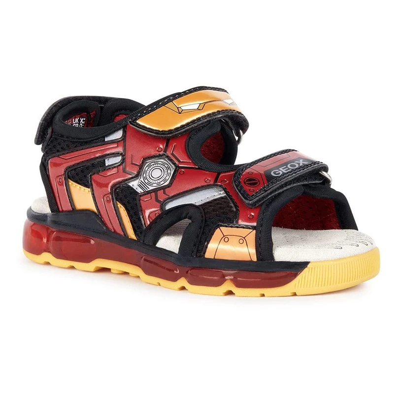 Geox Boys J Android Boy Sandal, Black Red, 8.5 UK