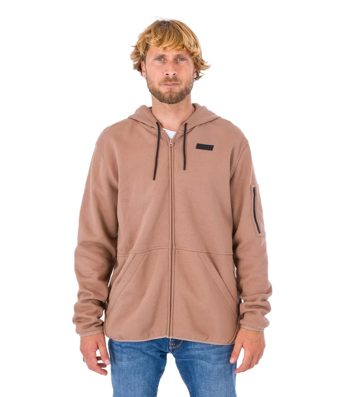 Hurley Men's Baseline Zip Fleece Sweatshirt, Taupe Haze, S