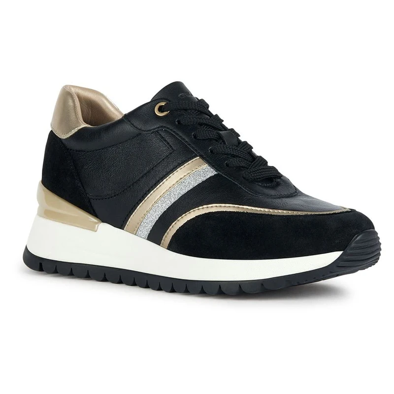 Geox Women's D Desya Sneaker, Black, 3 UK