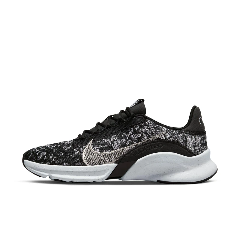 NIKE DH3393-010 SuperRep Go 3 Flyknit Nex Women Black/Metallic Silver-White UK 3.5