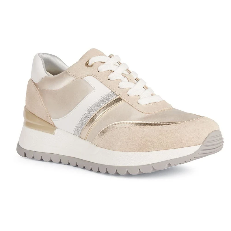 Geox Women's D Desya Sneaker, Lt Gold Lt Taupe, 2 UK