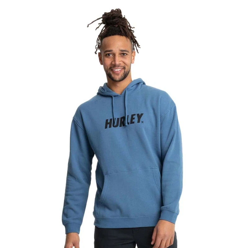 Hurley Men's Fastlane Solid Po Fleece Sweatshirt, Deep Aqua, XL - Image 1