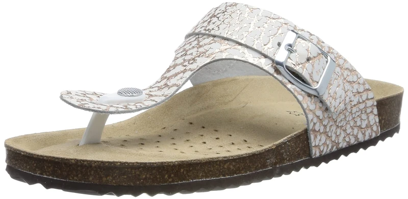 Geox Girls Brionia Sandal, White Gold, 2.5 UK