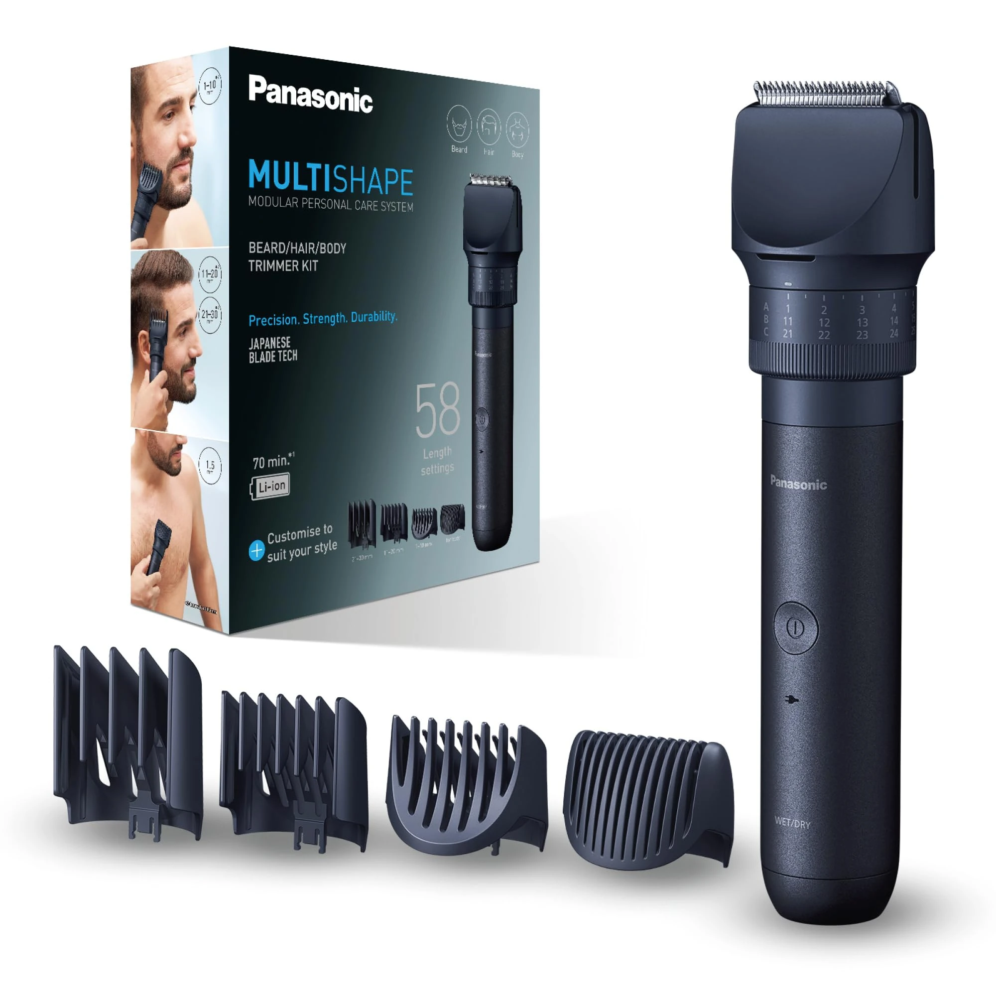 Panasonic ER-CKL2, MULTISHAPE Modular Personal Care System, Waterproof Beard and Hair Trimmer with Rechargeable Li-ion Battery, Black